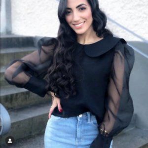 NWT Zara Peter Pan Organza Blouse (size XS)